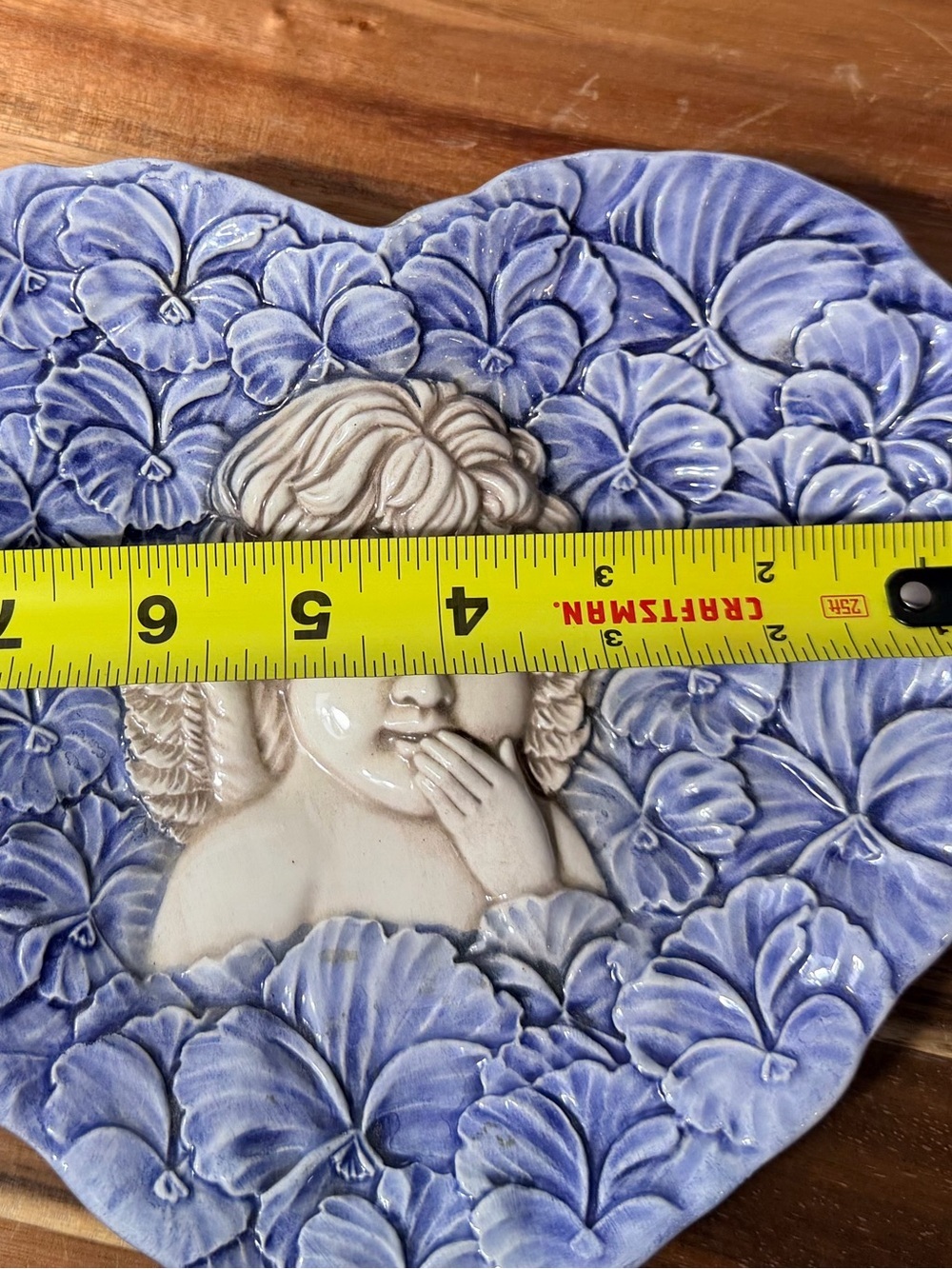 Vintage Italian Made Blue Cherub Relief Wall Art Plaque - Picture 5 of 10